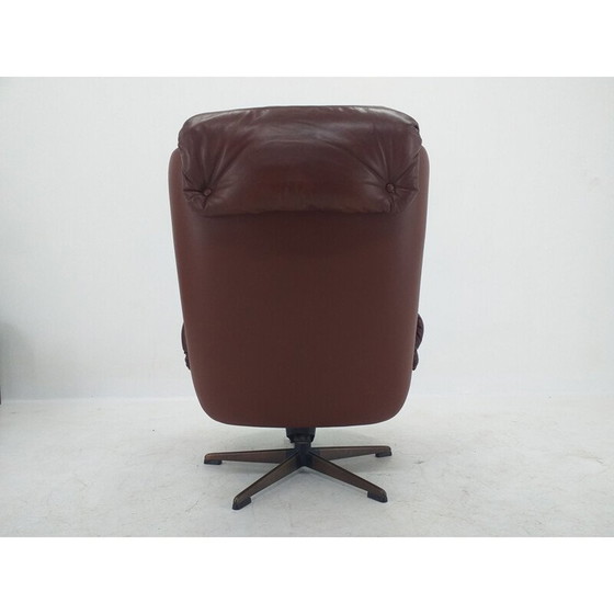 Image 1 of Mid Century Swivel Leather Armchair, PeeM, Finland, 1970s