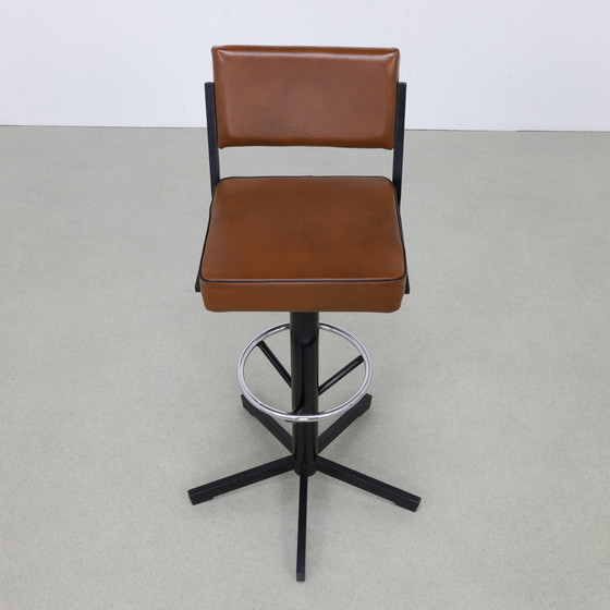 Image 1 of Tabouret de bar 4x en métal et similicuir, 1970