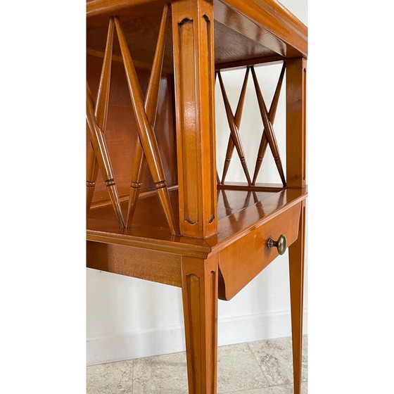 Image 1 of Vintage bedside table with varnished wood compass legs