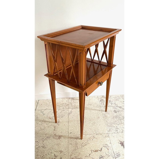Image 1 of Vintage bedside table with varnished wood compass legs