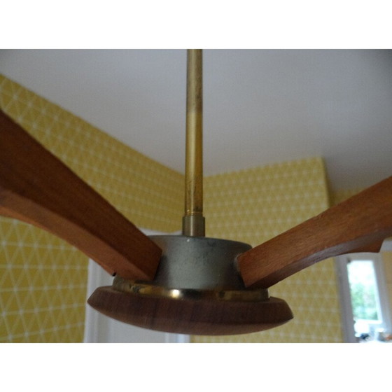 Image 1 of Vintage Scandinavian teak and glass Chandelier