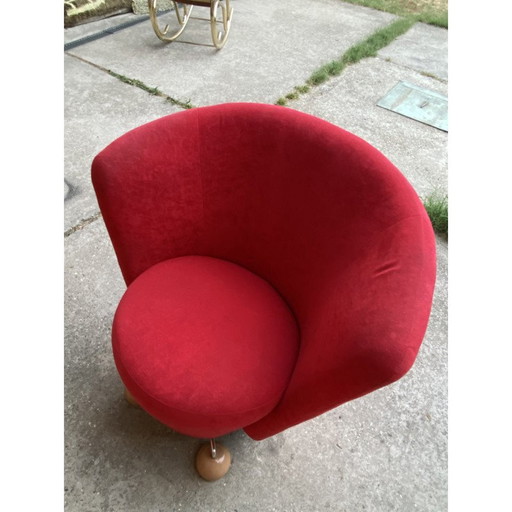 Mid-century red armchair with special legs