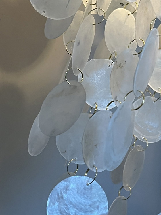 Image 1 of Capiz Shell Pendant Lamp Pearl Shell Gold Details ! Luxury Execution