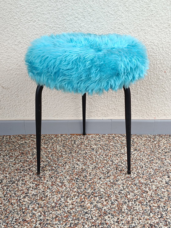 Image 1 of Blue Moumoute Stool