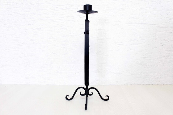 Image 1 of Beautiful wrought iron candle holder with stained glass.