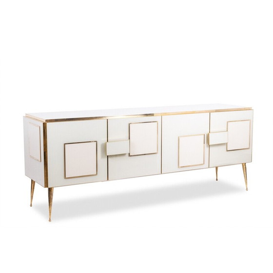 Image 1 of Vintage geometric sideboard in glass and gilded brass, Italy