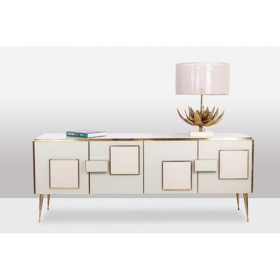 Image 1 of Vintage geometric sideboard in glass and gilded brass, Italy