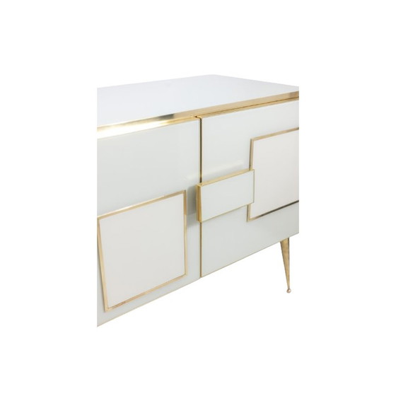 Image 1 of Vintage geometric sideboard in glass and gilded brass, Italy