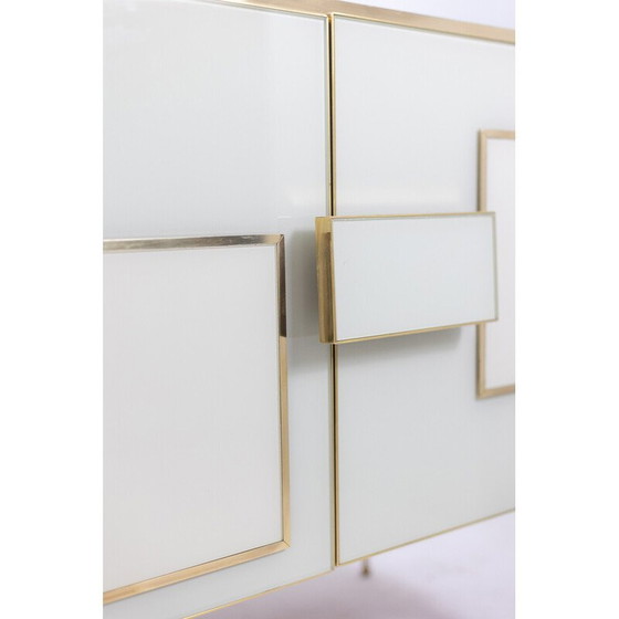 Image 1 of Vintage geometric sideboard in glass and gilded brass, Italy