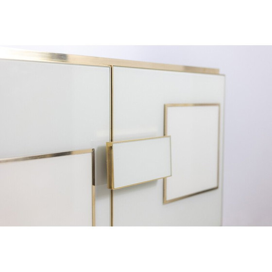 Image 1 of Vintage geometric sideboard in glass and gilded brass, Italy