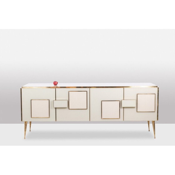 Image 1 of Vintage geometric sideboard in glass and gilded brass, Italy