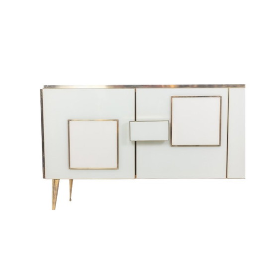 Image 1 of Vintage geometric sideboard in glass and gilded brass, Italy