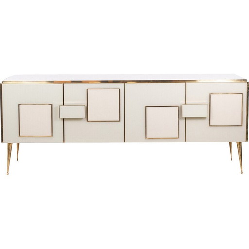 Vintage geometric sideboard in glass and gilded brass, Italy