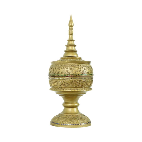 Image 1 of Wooden Offering Bowl Gold Leaf Burma