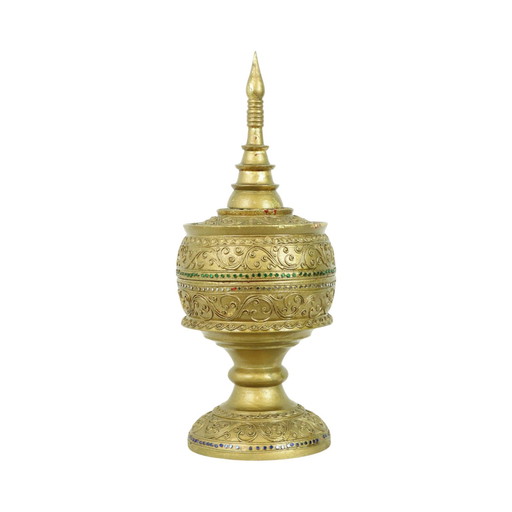 Wooden Offering Bowl Gold Leaf Burma