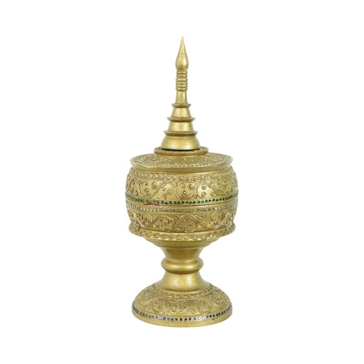 Wooden Offering Bowl Gold Leaf Burma