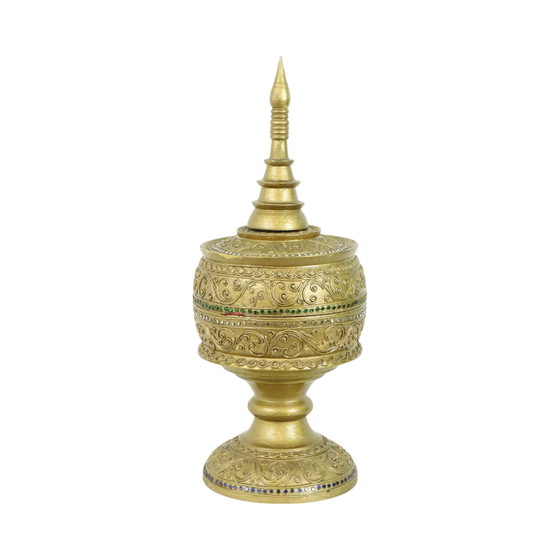 Image 1 of Wooden Offering Bowl Gold Leaf Burma