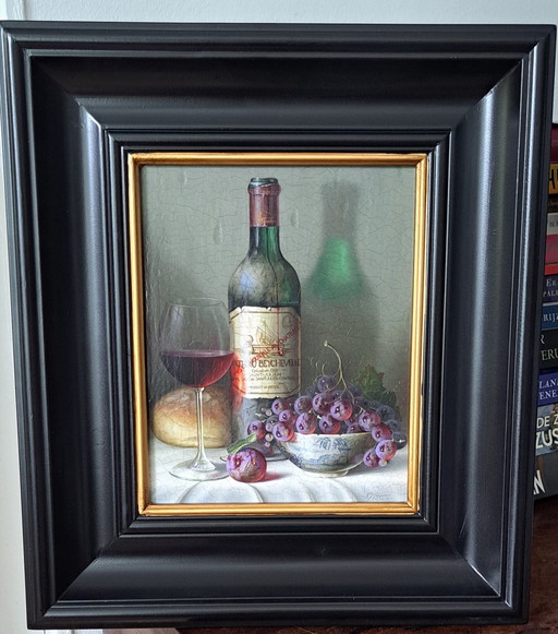 Still Life With Wine And Grapes By Rob Ritchie