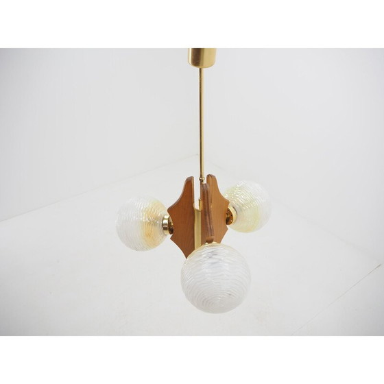 Image 1 of Vintage wooden chandelier, Czechoslovakia 1960