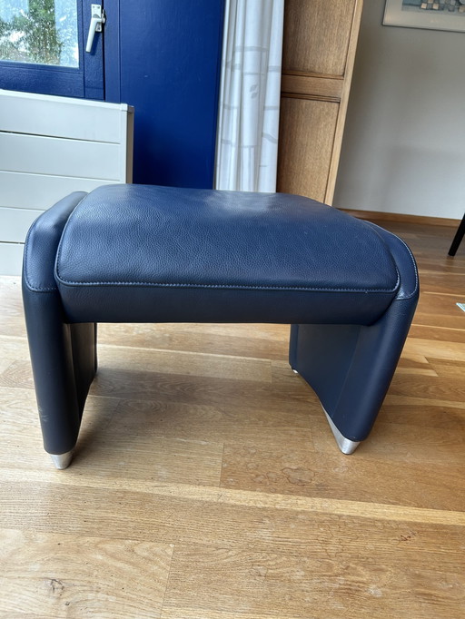 Jori Angel Footstool Blue Lipano Leather