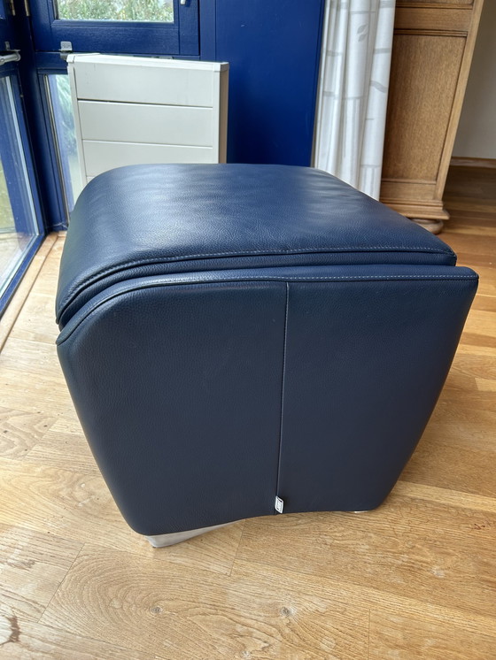 Image 1 of Jori Angel Footstool Blue Lipano Leather