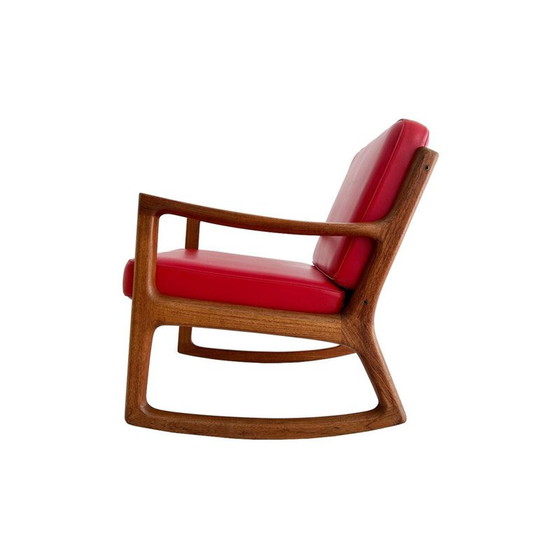 Image 1 of Vintage teak and leather rocking chair by Ole Wanscher for France and Son, 1951