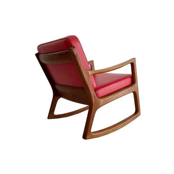 Image 1 of Vintage teak and leather rocking chair by Ole Wanscher for France and Son, 1951