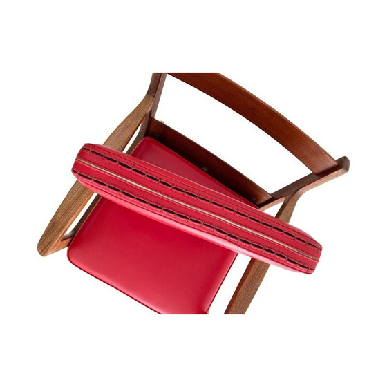 Image 1 of Vintage teak and leather rocking chair by Ole Wanscher for France and Son, 1951