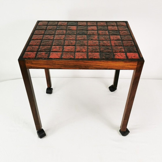 Image 1 of Vintage side table in rosewood veneer and ceramic, Denmark 1970