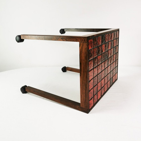 Image 1 of Vintage side table in rosewood veneer and ceramic, Denmark 1970