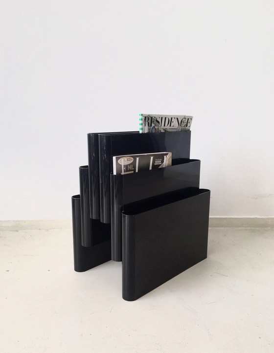 Image 1 of Black Plastic Magazine Bin Giotto Stoppino for Kartell