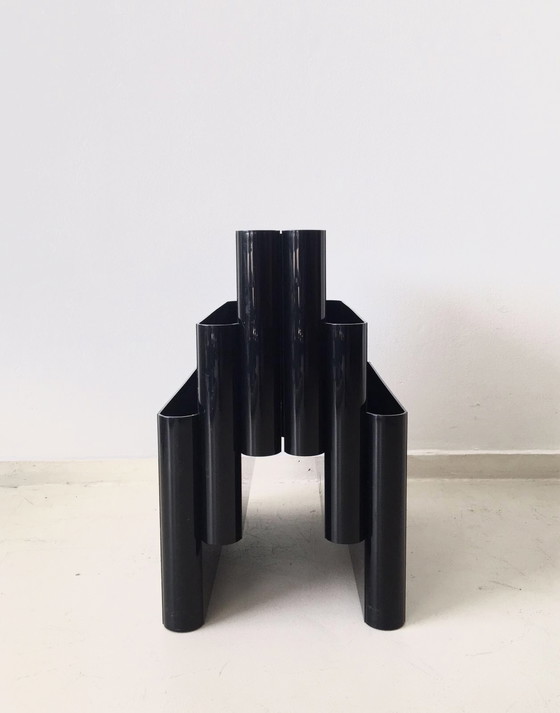 Image 1 of Black Plastic Magazine Bin Giotto Stoppino for Kartell