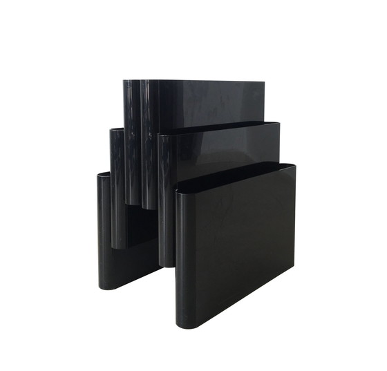 Image 1 of Black Plastic Magazine Bin Giotto Stoppino for Kartell