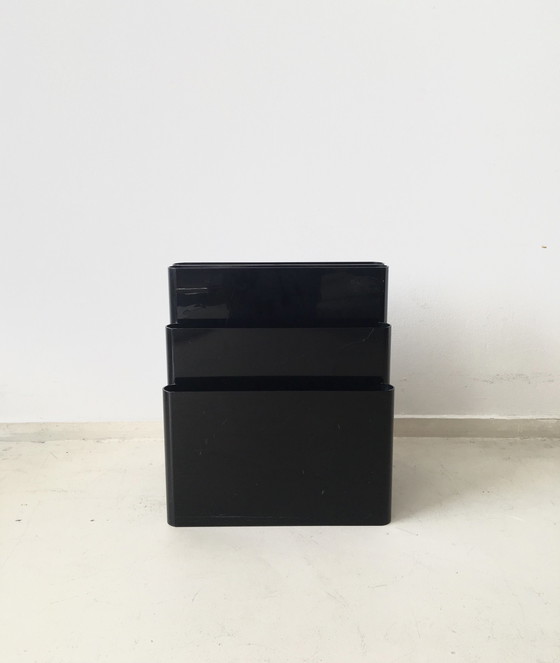 Image 1 of Black Plastic Magazine Bin Giotto Stoppino for Kartell