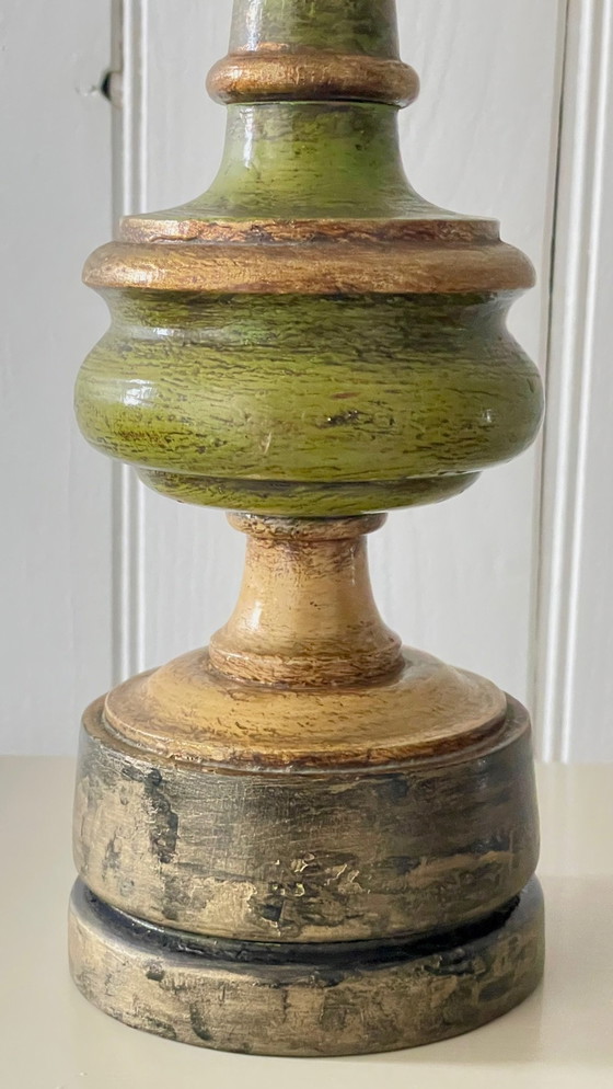 Image 1 of Vintage Wood Turned Chic Golden Lamp