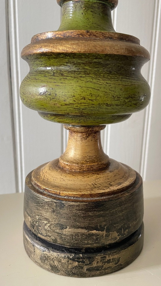 Image 1 of Vintage Wood Turned Chic Golden Lamp