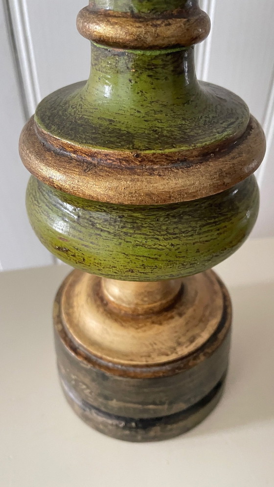 Image 1 of Vintage Wood Turned Chic Golden Lamp