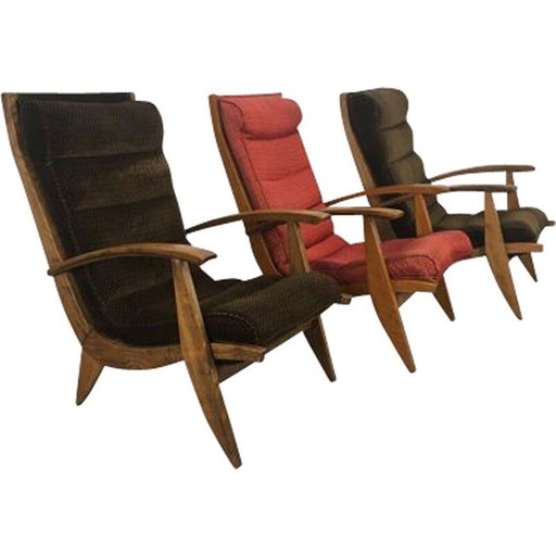 Set of 3 vintage Free Span armchairs, 1950