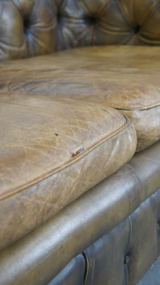 Image 1 of Beef Leather Chesterfield Sofa