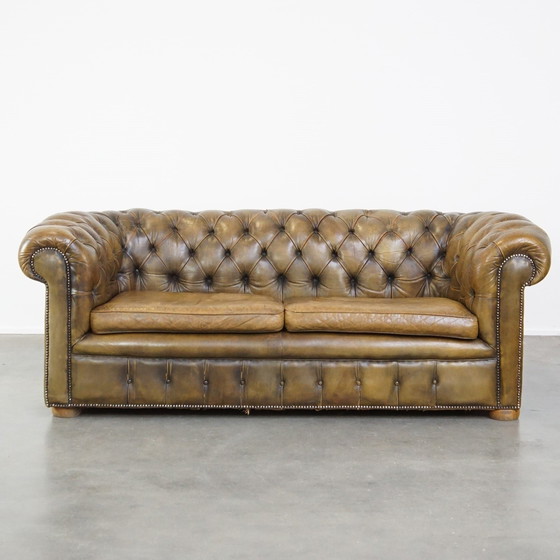 Image 1 of Beef Leather Chesterfield Sofa