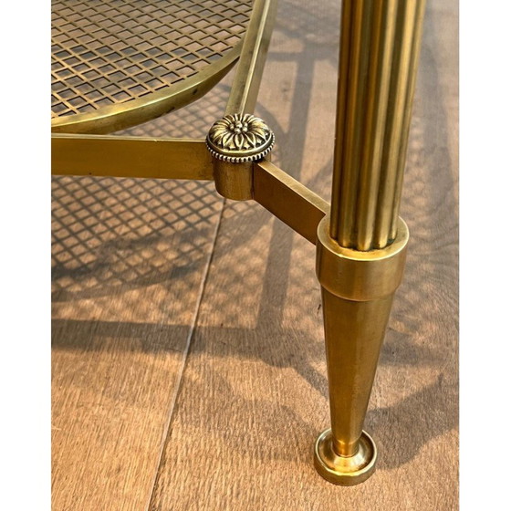 Image 1 of Vintage bronze and brass coffee table with double glass top, 1940