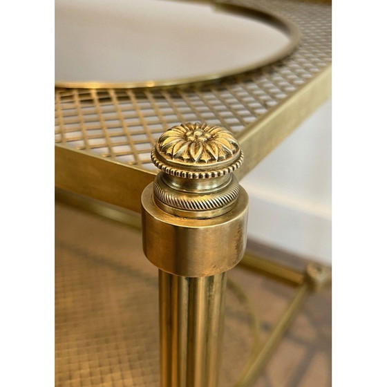Image 1 of Vintage bronze and brass coffee table with double glass top, 1940