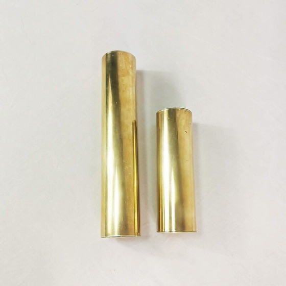 Image 1 of Pair of vintage brass candlesticks, Denmark 1960