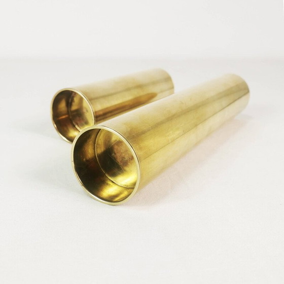 Image 1 of Pair of vintage brass candlesticks, Denmark 1960