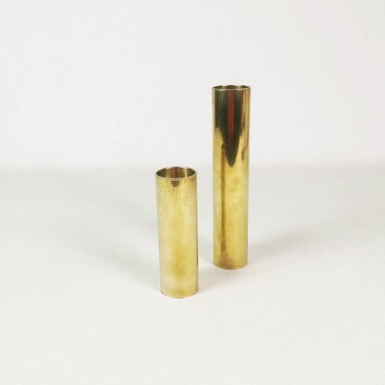 Image 1 of Pair of vintage brass candlesticks, Denmark 1960