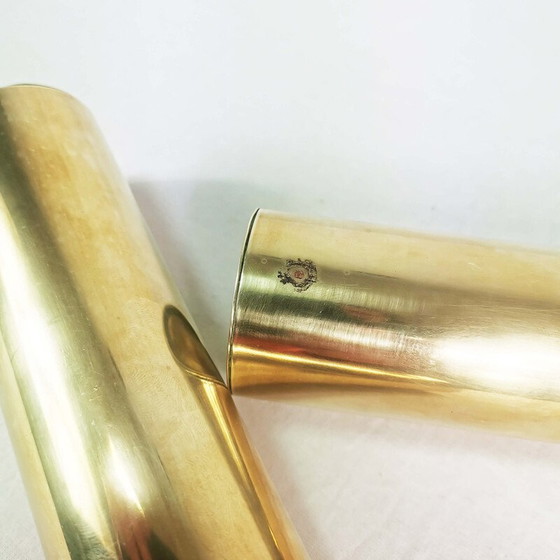 Image 1 of Pair of vintage brass candlesticks, Denmark 1960