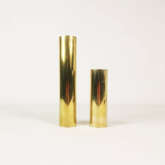 Image 1 of Pair of vintage brass candlesticks, Denmark 1960