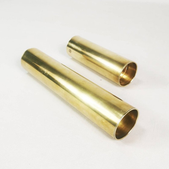 Image 1 of Pair of vintage brass candlesticks, Denmark 1960