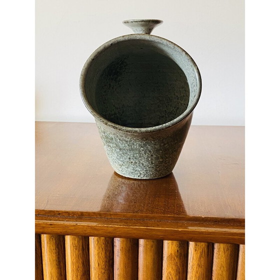 Image 1 of Vintage organic green ceramic vase, France 1960s