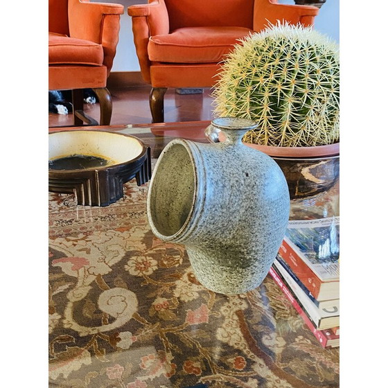 Image 1 of Vintage organic green ceramic vase, France 1960s